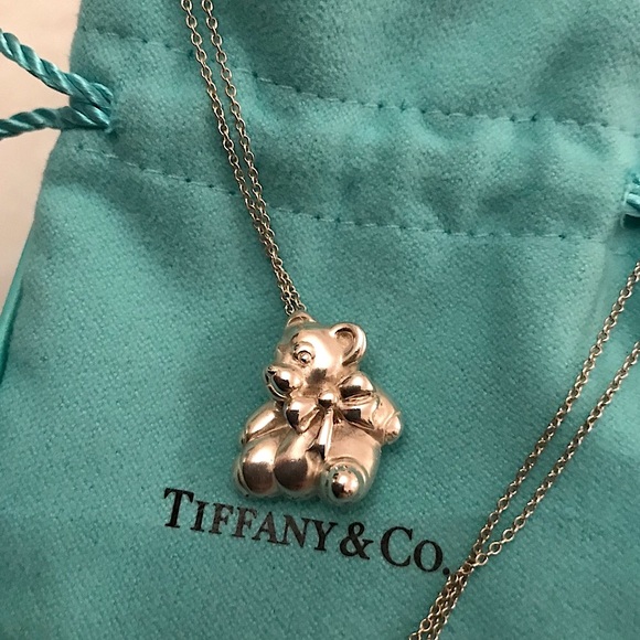 Tiffany Teddy Bear W Bow Necklace 